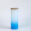 Copo de Vidro com Tampa de Bambu por Transferência Térmica com Fundo Colorido Degradê Copo com Tampa Canudo Copo de Vidro para Sublimação Copo de Água de Vidro - Liquidação Barata