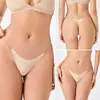 Tanga transparente de tacto nude europeo y americano con tirante fino invisible para mujer sin costuras talla grande borde ondulado cintura baja pantalón triangular de seda helada para fitness