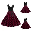 Fuente de fábrica 2021 Moda Patchwork Estampado de Lunares Sin Mangas Burnout Estampado de Lunares Fiesta Vestido de Baile