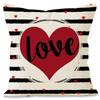 Nueva funda de almohada de lino con estampado de rayas de amor para el día de San Valentín, funda de almohada para sofá o fiesta navideña