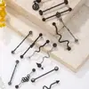 Pendientes de acero inoxidable 316L estilo punk transfronterizo nuevo, puente de oreja, pintura en aerosol degradado blanco y negro, puente de oreja, venta al por mayor