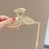 Pinza para el Cabello de Metal para Mujer, Pinza Tiburón de Lujo de Alta Gama, Pasador para Peinados Recogidos, Accesorio para el Cabello con Perlas para la Parte Trasera de la Cabeza