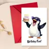 Combinación de Tarjeta de Cumpleaños Feliz Nueva y Sobre Transfronterizo Tarjeta de Cumpleaños Tamaño Grande Pingüino Lindo Acuarela Escrita a Mano