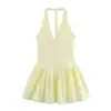 2025 Novo Estilo de Verão Moda Vestido Halter Decote Sólido Cor Costura