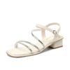 ZHR Sandalias Romanas de Mujer 2024 Verano Nuevo Atuendo Pedrería Tacón Grueso Moda Zapatos de Mujer con Falda