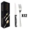 Juego de cuchillo y tenedor para bistec de acero inoxidable 1010 más vendido transfronterizo, juego de 24 piezas para hoteles y restaurantes occidentales, incluye tenedores de postre