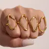 Xinyixinxin Anillo Ajustable de Apertura Geométrica de Acero Inoxidable Diseño de Nicho Versátil Chapado en Oro Real de 18 Quilates