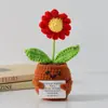 Flor de Tricô de Energia Positiva Transfronteiriça Planta em Vaso Produto Acabado Fio de Lã Flor de Simulação Ornamento de Mesa Boneca de Cartão de Mão