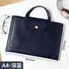 Maletín de cuero tamaño A4 para documentos de negocios, maletín portátil, bolsa para archivos de gran capacidad, bolsa para documentos de conferencia, logo personalizado disponible en stock