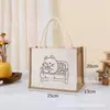 Bolsa de lino vintage de yute, pintada a mano, para regalar, ideal para combinar con todo, al por mayor, portátil, tridimensional, con logotipo imprimible.
