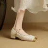 Nuevos Zapatos de Mujer para Primavera y Verano Puntera Cuadrada Suela de Goma Suave Casual Color Sólido Tacón Medio Zapatos Bajos Zapatos de Cuero Grueso para Mujer
