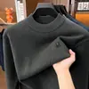 Suéter de Punto de Manga Larga con Cuello Redondo Estilo Old Money Otoño/Invierno para Hombre, Suéter Cálido Versátil Casual para Viajar al Trabajo