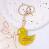 Chaveiro Popular de Pato com Strass Anel Animal Metal Decoração de Natal Mochila Porta-Chaves Caixa