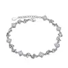Pulsera Kawei con Patrón Trenzado Hueco Pulsera Apartamento del Amor Amatista de Frijol Rojo Chapado en Oro Blanco Pulsera en Forma de 8