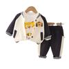 Traje de béisbol de dibujos animados de moda para niños, traje para niños, primavera y otoño 2024, conjunto deportivo de tres piezas para bebés y niños.