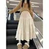 Falda de paraguas de pana con encaje dulce, longitud media, para Otoño e Invierno, nueva, de cintura alta, adelgazante, elegante, línea A, para mujer