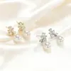 Brincos de Pingente de Diamante e Pérola para Comércio Exterior Amazon Novos Versáteis Modernos Casuais Presente de Aniversário para Mulheres