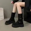 Botas Martin de Solado Grosso Aumentadoras de Altura Estilo Britânico Femininas 2026 Novas Outono Verão Estilo Cowboy Ocidental Deserto Emagrecedoras Botas Curtas