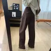 Estilo Melard~Jeans de Cintura Alta Adelgazantes de Pierna Curva para Mujer, Pantalones Sueltos de Pierna Ancha para Cuerpo con Forma de Pera en Otoño H082101