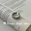 Versão Coreana Anel de Moda Design Nicho Dongdaemun Prata de Lei S925 Retrô Envelhecido Trançado Anel Feminino de Alto Nível