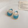 Sistema de Sanación~Pendientes Azules Pequeños de Sal Marina Fresca para Mujer, Modernos Elegantes, Versátiles, de Gama Alta, Pendientes de Estilo Festivo, Pendientes