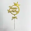 Fabricante de acessórios de decoração para festas de aniversário, topo de bolo criativo 3D de coroa de plástico, de vendas transfronteiriças