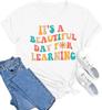 Camiseta de algodón puro de Amazon para mujer, estilo europeo y americano, ideal como regalo para profesores, con cuello redondo y manga corta, disponible en verano.