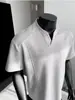Camiseta Casual Simples de Verão com Decote V e Manga Curta para Homens Cleanfit Cor Sólida Estilo High-End Top Solto de Peso Pesado