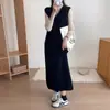 Nuevo Abrigo Suéter de Punto de Otoño e Invierno Estilo Francés, Chaleco, Vestido, Prendas de Punto Largas Holgadas, Vestido de Moda para Mujer