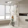 Pantalla de vidrio de separación seca y húmeda color crema, mampara de baño, unidad de almacenamiento, cabina de ducha de hierro forjado, divisor de baño de acero inoxidable