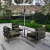 Diseño de Jardín de Patio Exterior Departamento de Ventas Sofá de Exhibición Combinación de Aleación de Aluminio y Acero Inoxidable Sofá Resistente al Agua y al Sol