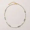 Collar de Perlas de Agua Dulce Aventurina Verde Circonita Cúbica Verde Acero Chapado en Oro Real En Stock Venta al por Mayor Fuente Transfronteriza Fábrica Original