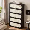 Cómoda Negra Estilo Mediados de Siglo Gabinete de Almacenamiento para Sala de Estar Dormitorio Gabinete de Almacenamiento Estantería Gabinete de Entrada Gabinete Estrecho Alto Multicapa