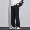 Pantalones Casuales para Hombre de Otoño Resistentes a Manchas, Desgaste y Abrasión, Cintura Elástica con Cordón, Pierna Recta Ancha, Largos