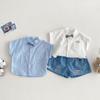 Camisa de Caballero para Niños 2026 Nuevo Verano Moda para Niños Camisa con Pajarita Top de Oso sin Mangas Estilo Coreano para Bebé