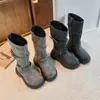 Botas Altas Retro con Hebilla para Niñas 2026 Otoño/Invierno Nuevas Punta Redonda Botas de Montar para Niña Niños Medianos y Grandes Botas Altas