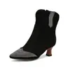 Botas de moda botas cortas europeas y americanas de tacón medio puntiagudo talla grande botas de mujer 40 transfronterizas 50 botas de jinete pedrería comercio exterior nuevas