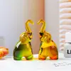 Elefante de Cinco Cores com Tromba Longa, Ornamento Criativo Esmaltado Colorido, Artesanato para Decoração de Casa, Sala de Estar, Estudo, Presente para Inauguração de Casa de Amigos