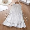 Vestido de Tirantes Blanco Liso Teñido Tie-Dye Estilo Étnico para Niños Vestido de Tirantes para Niñas Venta al por Mayor