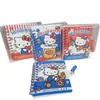 Livro com Cadeado Mini Senha Maçã KT Gatinho Fofo Unicórnio Kitty Com Cadeado Caderno Espiral Livro de Folhas Soltas Notas Adesivas