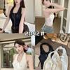 2042 # Nueva Camisola de Encaje con Cuello en V y Lazo para Mujer con Almohadillas para el Busto Dulce Sexy Sexy Top Tubo Halter