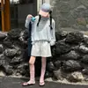 Conjunto de Verano con Protección Solar de Manga Larga para Niñas, Nuevo Modelo 2026 para Chicas de Secundaria, Conjunto de Dos Piezas de Camiseta Delgada y Shorts