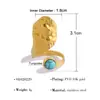 Anillo de Piedra Natural con Textura Martillada Vintage Acero Inoxidable 18K Anillo Abierto Estilo Nicho de Alta Gama Anillo Abierto al por Mayor