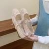 Zapatos de noche suaves estilo hada estilo francés, zapatos de mujer, primavera 2025, nuevos zapatos Mary Jane de malla transpirable con punta cuadrada.