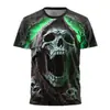 Camiseta de manga corta para hombre transfronteriza con estampado 3D de calavera, casual, moderna, transpirable, personalizada, camiseta de cuello redondo sin cierre