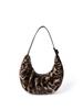Bolso Japonés y Coreano Nuevo de Lujo Leopardo Hombro Media Luna 2024 Otoño e Invierno Diseño Nicho Portátil Bolso de Felpa para Mujer