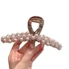 Pinza para el Cabello de Perla Rosa-Morada de Alta Gama para Mujer, Accesorio para el Cabello de Cristal de Lujo Ligero para Cabello Fino, Pinza Completa de Nuevo Estilo para la Parte Posterior de la Cabeza, Pinza de Tiburón