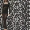 Venta al por mayor desde la fábrica de origen: Vestido Negro de Encaje sin Tirantes, Falda de Tela de Encaje, Vestido Sexy Transparente, Tela de Encaje