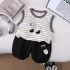 Conjunto de Verano para Niños Conjunto de Chaleco Rayado con Perrito 2026 Nuevo Estilo Delgado y Moderno Conjunto de Dos Piezas de Verano para Bebé Niño