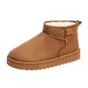 Botas de nieve de suela gruesa para otoño e invierno, forradas con vellón, de algodón grueso, cálidas y a la moda, de color liso, sencillas y cortas.